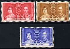 Montserrat 1937 KG6 Coronation set of 3 unmounted mint SG 98-100, stamps on coronation, stamps on  kg6 , stamps on 