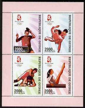 Guinea - Conakry 2008 Beijing Olympic Games perf sheetlet containing 4 values unmounted mint , stamps on , stamps on  stamps on olympics, stamps on  stamps on table tennis, stamps on  stamps on judo, stamps on  stamps on martial arts, stamps on  stamps on wrestling, stamps on  stamps on gymnastics, stamps on  stamps on  gym , stamps on  stamps on 