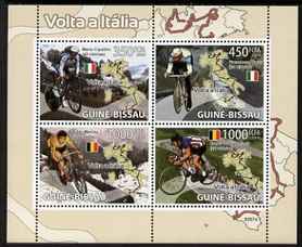 Guinea - Bissau 2009 Cycling in Italy perf sheetlet containing 4 values unmounted mint Michel 4086-89, stamps on , stamps on  stamps on bicycles