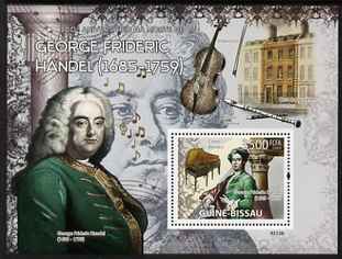 Guinea - Bissau 2009 George Frederic Handel perf s/sheet unmounted mint Michel BL 686, stamps on , stamps on  stamps on personalities, stamps on  stamps on music, stamps on  stamps on composers, stamps on  stamps on instruments