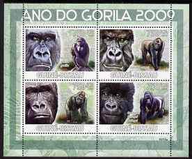 Guinea - Bissau 2009 Year of the Gorilla perf sheetlet containing 4 values unmounted mint Michel 4178-81, stamps on animals, stamps on gorillas, stamps on apes