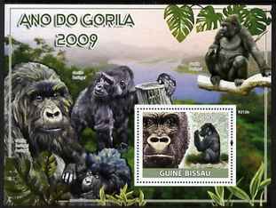 Guinea - Bissau 2009 Year of the Gorilla perf s/sheet unmounted mint Michel BL 693, stamps on , stamps on  stamps on animals, stamps on  stamps on gorillas, stamps on  stamps on apes