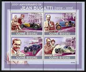 Guinea - Bissau 2009 Jean Bugatti perf sheetlet containing 4 values unmounted mint Michel 4168-71, stamps on , stamps on  stamps on personalities, stamps on  stamps on cars, stamps on  stamps on bugatti