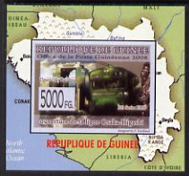 Guinea - Conakry 2009 Opening of Saka Higashi Line individual imperf deluxe sheet #2 unmounted mint. Note this item is privately produced and is offered purely on its thematic appeal                                                                                                                                                                                                                                                                                                                                                                                                                                                                                                                                                                                                                                                                                                                                                                                                                                                                                                   , stamps on railways, stamps on maps