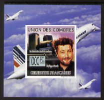 Comoro Islands 2009 French Celebrities individual imperf deluxe sheet #6 - Philippe Starck & Concorde unmounted mint as Michel 2243, stamps on personalities, stamps on aviation, stamps on concorde, stamps on arts
