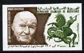 Mauritania 1978 25th Anniversary of Raoul Follereau Foundation 12um IMPERF unmounted mint, as SG 585 , stamps on personalities, stamps on medical, stamps on leprosy, stamps on diseases, stamps on dragons