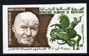 Mauritania 1978 25th Anniversary of Raoul Follereau Foundation 12um IMPERF unmounted mint, as SG 585 , stamps on personalities, stamps on medical, stamps on leprosy, stamps on diseases, stamps on dragons