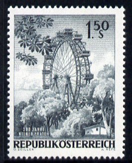 Austria 1966 Bicentenary of Vienna Prater (Fun Fair) - Big Wheel unmounted mint, SG 1466, stamps on , stamps on  stamps on entertainment, stamps on  stamps on circus