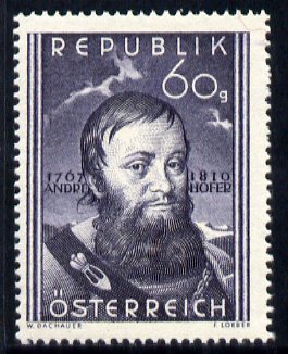 Austria 1950 140th Death Anniversary of Andreas Hofer (patriot) unmounted mint, SG 1209, stamps on personalities