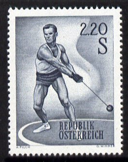 Austria 1959 Hammer Thrower 2s 20 unmounted mint from Sports set, SG 1349, stamps on , stamps on  stamps on sports