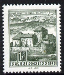 Austria 1957-70 Schattenburg Castle 1s 30 from Buildings def set unmounted mint, SG 1305, stamps on , stamps on  stamps on architecture, stamps on  stamps on castles