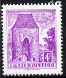 Austria 1957-70 Vienna Gate, Hainburg 4s from Buildings def set unmounted mint, SG 1316, stamps on architecture