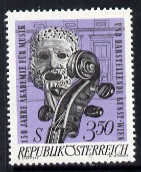 Austria 1967 150th Anniversary of Academy of Music and Dramatic Art unmounted mint, SG 1513, stamps on , stamps on  stamps on music, stamps on  stamps on theatre