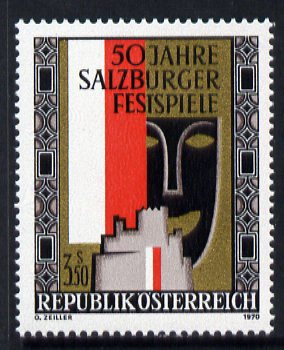 Austria 1970 50th Anniversary of Satzburg Festival unmounted mint, SG 1592, stamps on theatre, stamps on entertainment, stamps on castles