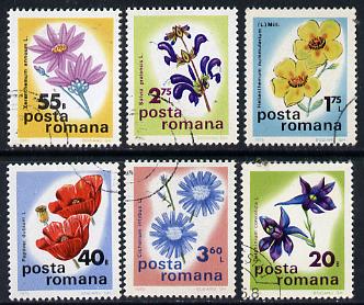 Rumania 1975 Botanical Conference set of 6 cto used, SG 4157-62,  Mi 3285-90 , stamps on flowers
