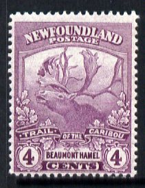 Newfoundland 1919 Caribou 4c mouve lightly mounted mint, SG 133, stamps on deer, stamps on  kg5 , stamps on 
