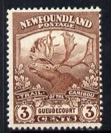 Newfoundland 1919 Caribou 3c brown mounted mint, SG 132, stamps on , stamps on  stamps on deer, stamps on  stamps on  kg5 , stamps on  stamps on 