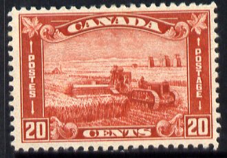 Canada 1930 Harvesting 20c red mounted mint, SG 301, stamps on farming