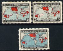 Canada 1908 Imperial Penny Post 2c the three shades heavily mounted mint, SG 166-8, stamps on farming