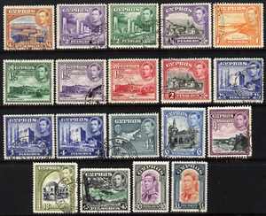 Cyprus 1938-51 KG6 definitive set complete 19 values good to fine used SG 151-63, stamps on , stamps on  kg6 , stamps on 