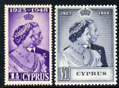 Cyprus 1948 KG6 Royal Silver Wedding set of 2 mounted mint SG 166-7, stamps on , stamps on  stamps on royalty, stamps on  stamps on silver wedding, stamps on  stamps on  kg6 , stamps on  stamps on 