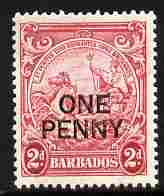 Barbados 1947 Surcharged 1d on 2d Perf 13.5x13 unmountedd mint SG 264d, stamps on , stamps on  stamps on , stamps on  stamps on  kg6 , stamps on  stamps on 