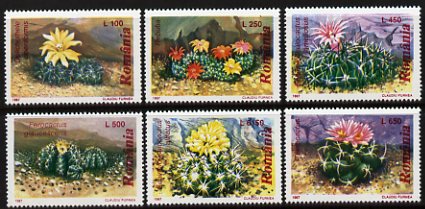 Rumania 1997 Flowering Cacti perf set of 6 unmounted mint, SG 5882-7, stamps on flowers, stamps on cacti