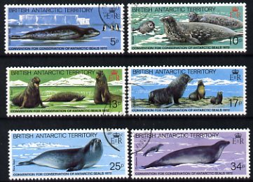 British Antarctic Territory 1983 Antarctic Seal Conservation set of 6 fine used, SG 113-18, stamps on polar, stamps on seals