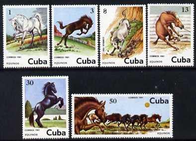 Cuba 1981 Horses set of 6 unmounted mint, SG 2739-44, stamps on horses