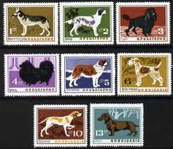 Bulgaria 1964 Dogs set of 8 unmounted mint, SG1455-62, stamps on , stamps on  stamps on dogs, stamps on  stamps on  gsd , stamps on  stamps on setter, stamps on  stamps on poodle, stamps on  stamps on bernard, stamps on  stamps on fox terrier, stamps on  stamps on pointer, stamps on  stamps on dachsund