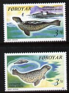 Faroe Islands 1992 Seals set of 2 unmounted mint, SG 227-28, stamps on animals, stamps on marine life, stamps on seals