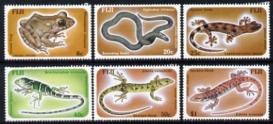 Fiji 1986 Reptiles & Amphibians set of 6 unmounted mint, SG 741-46, stamps on animals, stamps on reptiles, stamps on amphibians, stamps on snakes, stamps on lizards, stamps on frogs