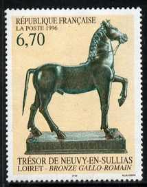 France 1996 Bronze Horse sculpture 6.70f from Art set of 3, unmounted mint, SG3307, stamps on horses