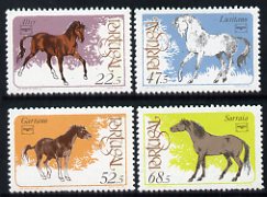 Portugal 1986 Ameripex Int Stamp Exhibition set of 4 Thoroughbred Horses unmounted mint, SG 2046-49, stamps on horses