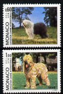 Monaco 1982 International Dog Show set of 2 unmounted mint, SG 1573-74, stamps on dogs, stamps on old english sheepdog, stamps on briard