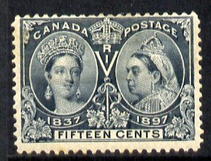 Canada 1897 Jubilee 15c slate good perfs good gum but centred slightly high, mounted mint SG 132, stamps on jubilee