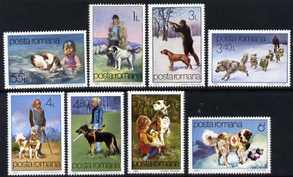 Rumania 1982 Dog - Friend of Mankind set of 8 unmounted mint, SG 4688-95, stamps on , stamps on  stamps on dogs, stamps on  stamps on bernard, stamps on  stamps on rescue, stamps on  stamps on disabled, stamps on  stamps on hunting