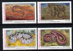 Turkey 1991 World Environment Day set of 4 snakes unmounted mint, SG 3130-33, stamps on reptiles, stamps on snakes