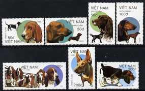 Vietnam 1989 Dogs set of 7 unmounted mint, SG 1306-12, stamps on dogs, stamps on dachsund, stamps on basset, stamps on setter, stamps on 