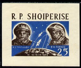 Albania 1963 First 'Team' Manned Space Flights imperf m/sheet slight gum disturbance as SG MS 741a, Mi BL18, stamps on , stamps on  stamps on space