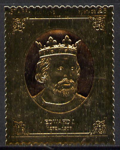 Staffa 1977 Monarchs \A38 Edward I embossed in 23k gold foil (Rosen #476) unmounted mint, stamps on royalty    history