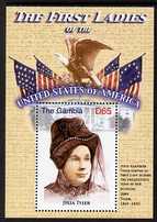 Gambia 2007 The First Ladies of USA - Julia Tyler perf m/sheet unmounted mint SG MS 5098n, stamps on constitutions, stamps on flags, stamps on birds, stamps on eagles, stamps on birds of prey, stamps on usa presidents, stamps on women, stamps on americana