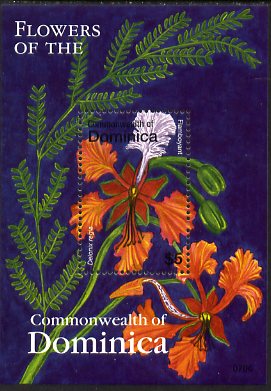 Dominica 2007 Flowers of Dominica perf m/sheet (Delonix regia - Flambouyant) unmounted mint, SG MS3559, stamps on flowers