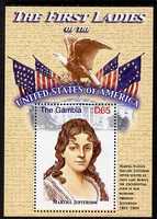 Gambia 2007 The First Ladies of the USA - Martha Jefferson perf m/sheet unmounted mint SG MS 5098c, stamps on , stamps on  stamps on constitutions, stamps on  stamps on flags, stamps on  stamps on birds, stamps on  stamps on eagles, stamps on  stamps on birds of prey, stamps on  stamps on usa presidents, stamps on  stamps on women, stamps on  stamps on americana