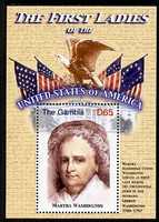 Gambia 2007 The First Ladies of the USA - Martha Washington perf m/sheet unmounted mint SG MS 5098a, stamps on , stamps on  stamps on constitutions, stamps on  stamps on flags, stamps on  stamps on birds, stamps on  stamps on eagles, stamps on  stamps on birds of prey, stamps on  stamps on usa presidents, stamps on  stamps on women, stamps on  stamps on americana