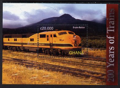 Ghana 2005 Bicent of Railways - Empire Builder train perf m/sheet unmounted mint, SG MS3479d, stamps on railways