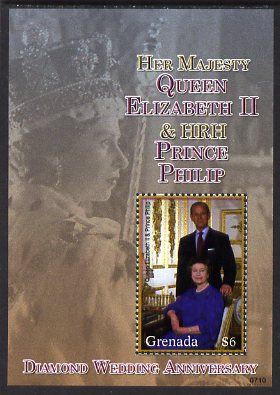 Grenada 2007 Diamond Wedding of Queen Elizabeth II & Duke of Edinburgh perf m/sheet unmounted mint, SG MS5279, stamps on royalty
