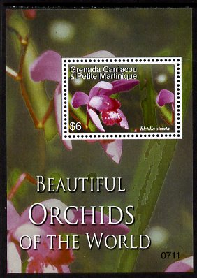 Grenada - Grenadines 2007 Orchids of the World $6 perf m/sheet (Bletilla striata) unmounted mint, SG MS3891b, stamps on , stamps on  stamps on flowers, stamps on  stamps on orchids