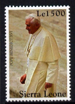 Sierra Leone 2007 80th Birthday of Pope Benedict XVI Le1500 unmounted mint SG 4532, stamps on personalities, stamps on pope