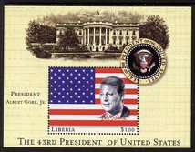 Liberia 2007 Albert Gore Jr - 43rd President of the United States (?) perf m/sheet unmounted mint, stamps on personalities, stamps on americana, stamps on flags